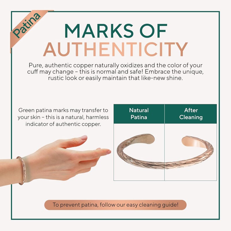 TheraCopper Copper Bracelet for Men & Women — 100% Pure Copper Bracelets — Raw, Solid & Uncoated Authentic Handmade Tibetan Bracelet Cuff Bangles - Image 5